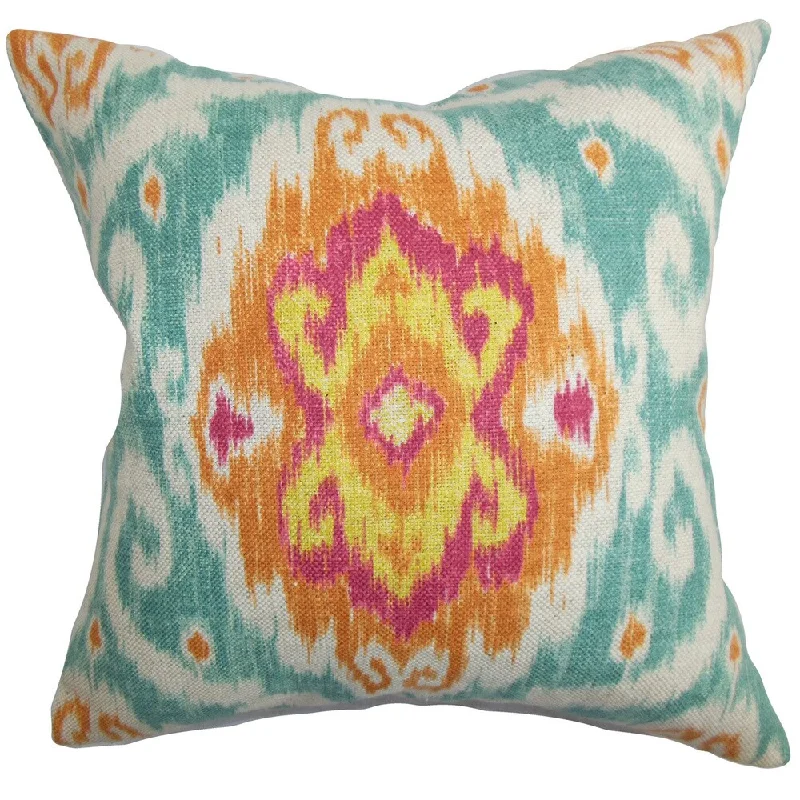 Deandre Ikat Euro Sham Blue Orange