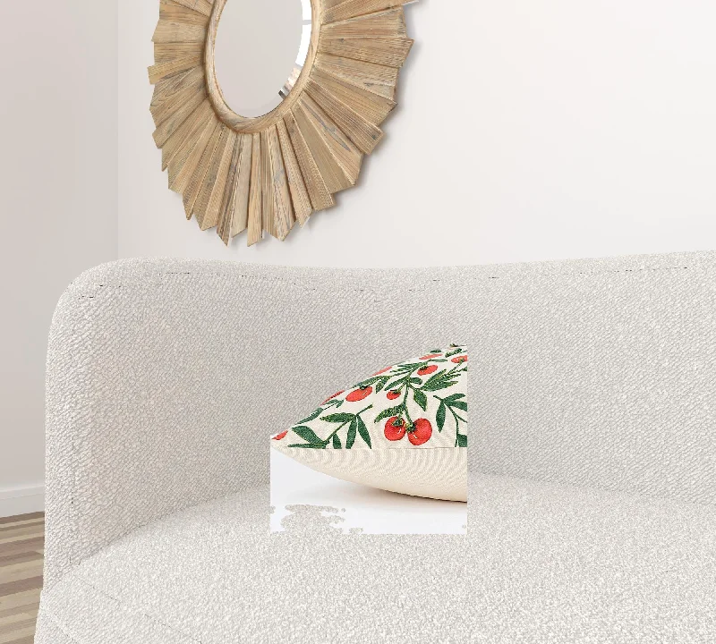 Red Green Cherry Tree Printed Lumbar Pillow