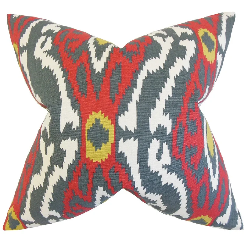 Imajica Ikat Euro Sham Gray Red