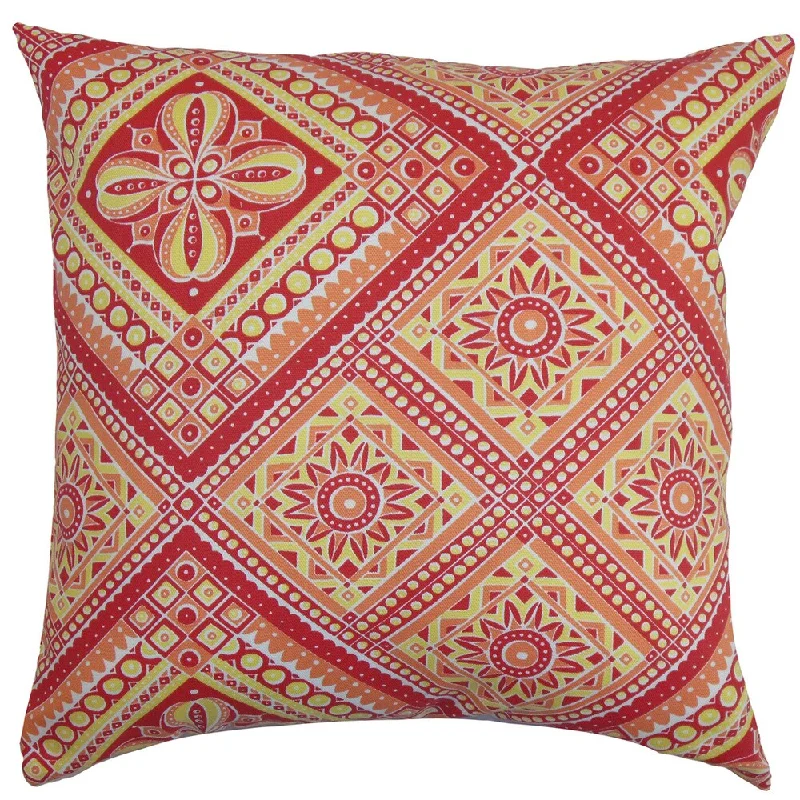 Isaura Geometric Euro Sham Red Yellow