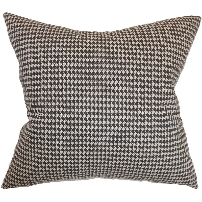 Lviv Houndstooth Euro Sham Chocolate Linen