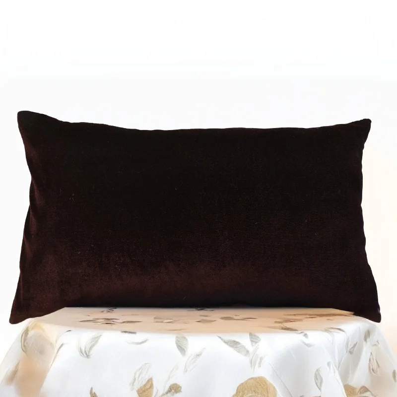 Chocolate Brown Velvet Oatmeal Linen Decorative Throw Pillows