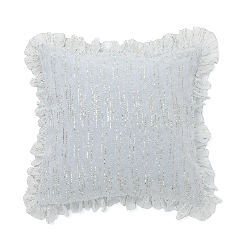 Frill Lurex Cushion Cover 450 X 450 Light Blue