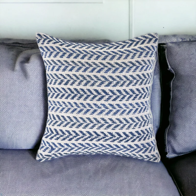 Set of Two 18" X 18" Blue Beach Chevron Cotton Zippered Pillow