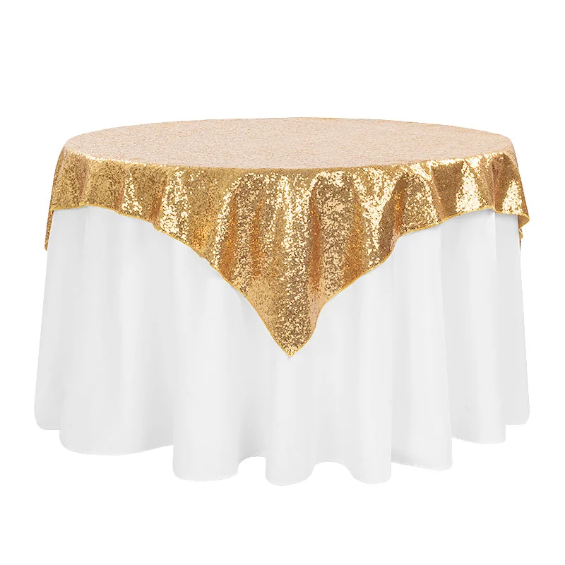 Glitz Sequin Tablecloth Overlay Topper 54"x54" Square - Gold