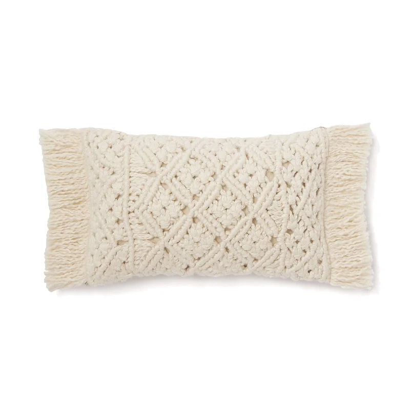 Macrame Cushion Cover φ400 x 250 Ivory