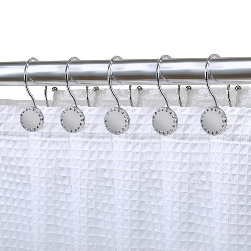 Utopia Alley Shower Hooks, Double Shower Curtain Hooks for Bathroom, Crystal Design, Set of 12