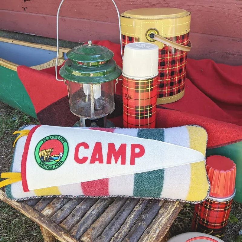 Camp vintage blanket pillow