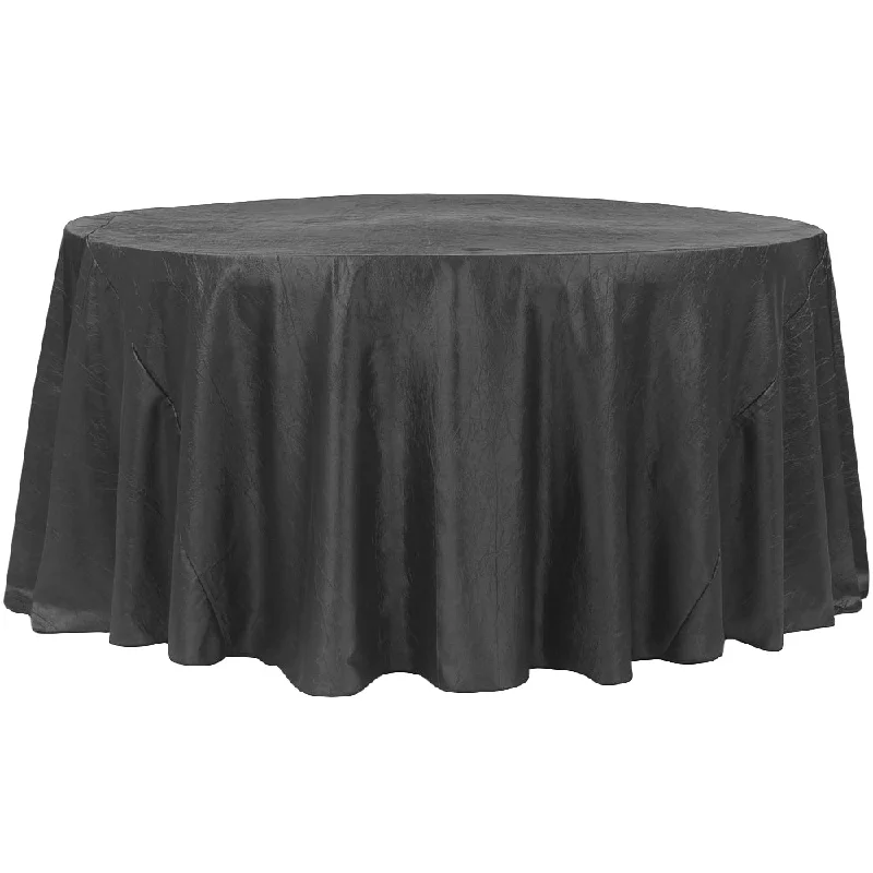 Crushed Taffeta 132" Round Tablecloth - Black