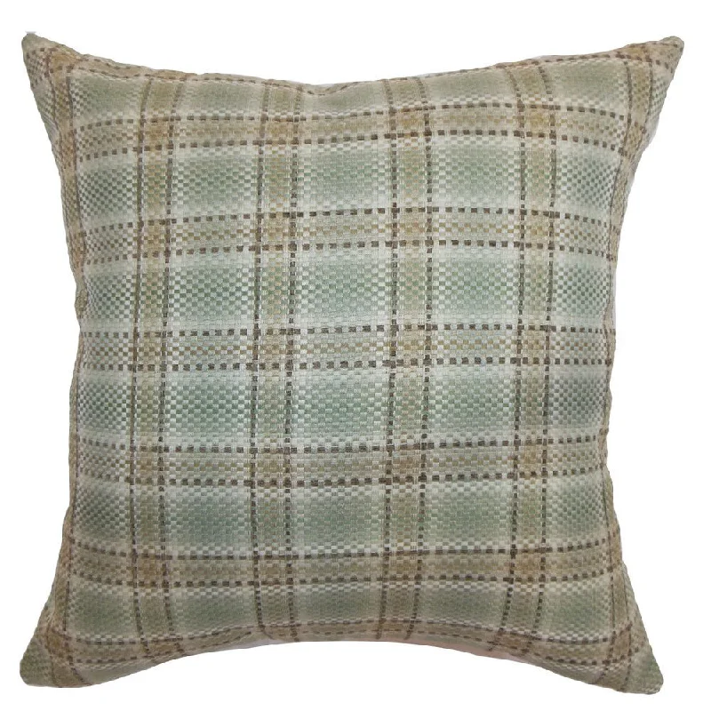 Wacian Plaid Euro Sham Aqua Brown