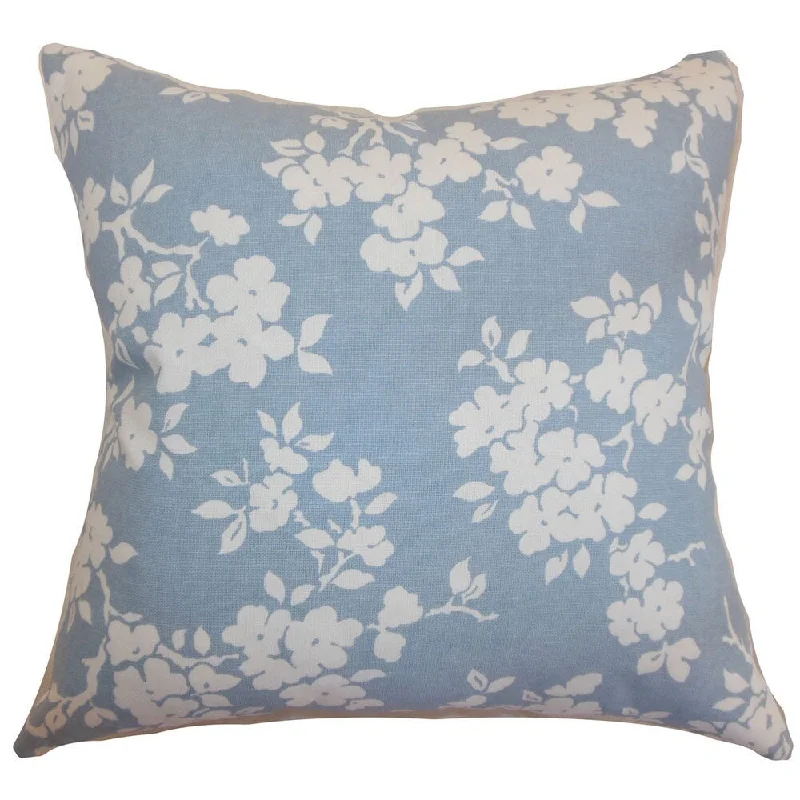 Vieste Floral Euro Sham Sky Blue