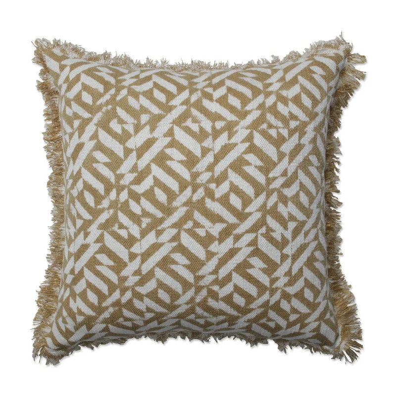 Dabu Prism Tan 19-inch Throw Pillow