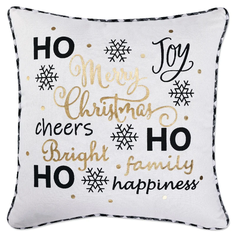 Indoor Christmas Metallic Sentiments Gold 17.5-inch Throw Pillow