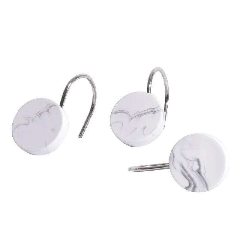 Lauren Taylor - 12pcs Elenor Marble Shower Hook - Grey/White