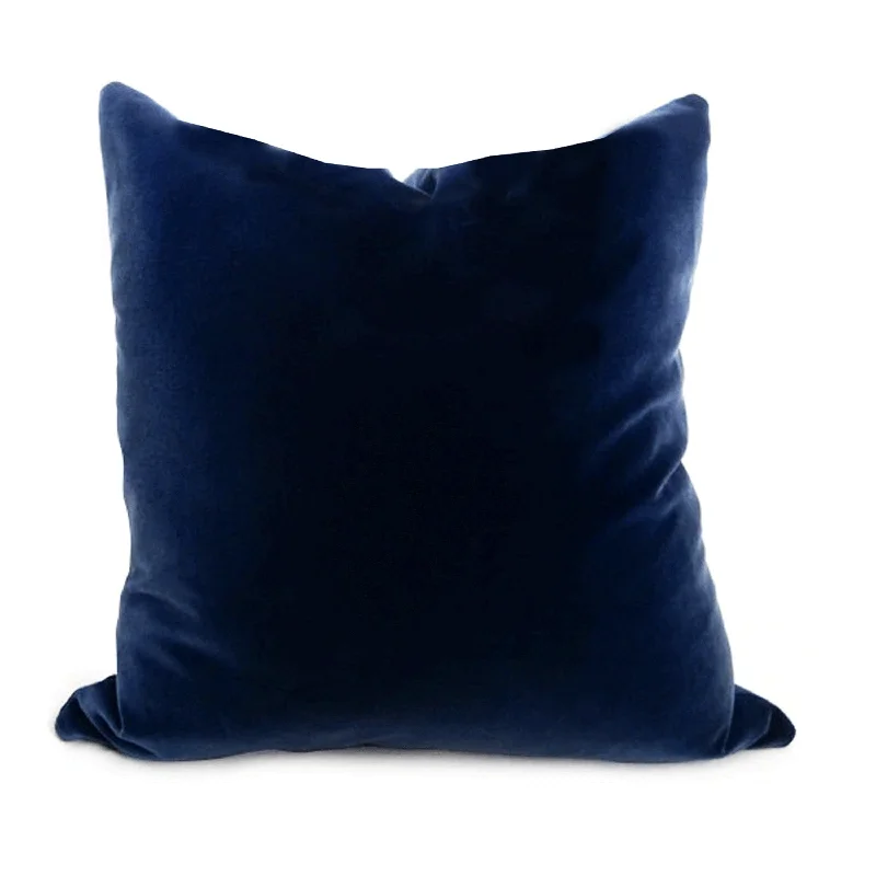 Navy Blue Cotton Velvet Pillow Cover