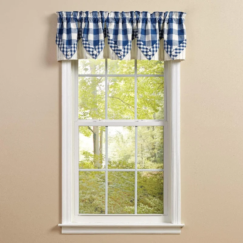 Wicklow Lined Point Valance 15" L - China Blue Park designs